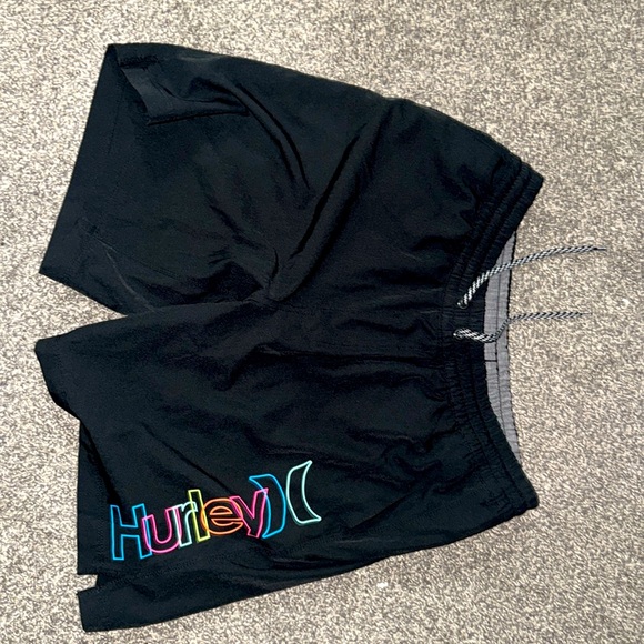 Hurley Black Board Shorts with Multicolor Logo - Picture 1 of 3